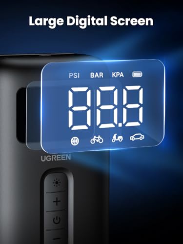 UGREEN Tire Inflator Portable Cordless Electric Air Pump 150PSI Auto-Off Tire Pump with LED Light Digital Gauge for Accurate Pressure Readings for Ca