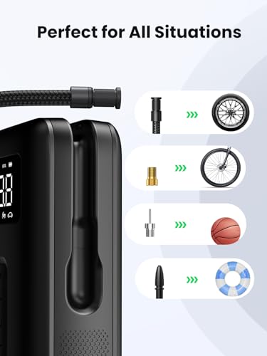 UGREEN Tire Inflator Portable Cordless Electric Air Pump 150PSI Auto-Off Tire Pump with LED Light Digital Gauge for Accurate Pressure Readings for Ca