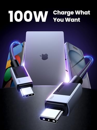 USB C to USB C Charger Cable 100W USB C Cable Fast Charge Type C Phone Laptop Charger Lead Compatible with Macbook Pro M3/Air, iPad Pro 2024/Air 6,