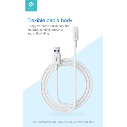 DEVIA Type-C 5A Fast Charging Cable 1.5m White