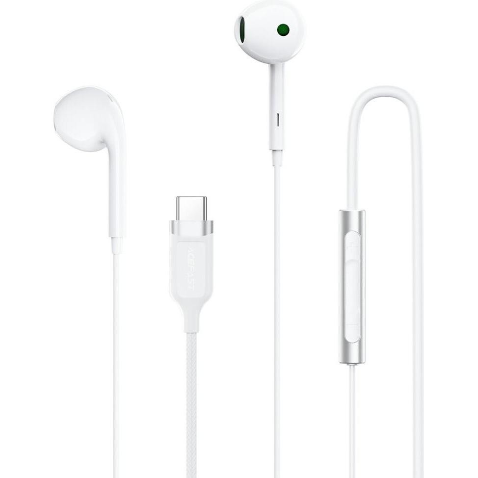 Acefast - Wired Earphones (L7) - Type-C, Half-in-ear, with HD Microphone White