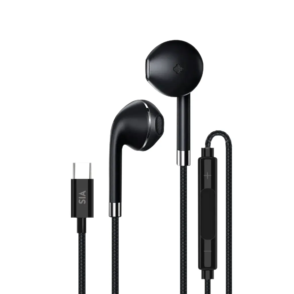 SIA SOUNDLINK - BRAIDED WIRED TYPE-C EARPHONE WITH MIC AND VOLUME CONTROL 1.2M (Black)