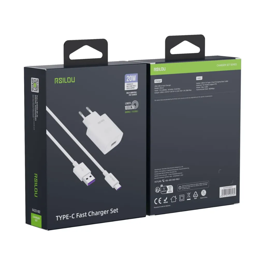 CHARGER RSILOU USB-A TO TYPE-C 20W (R4222-002)