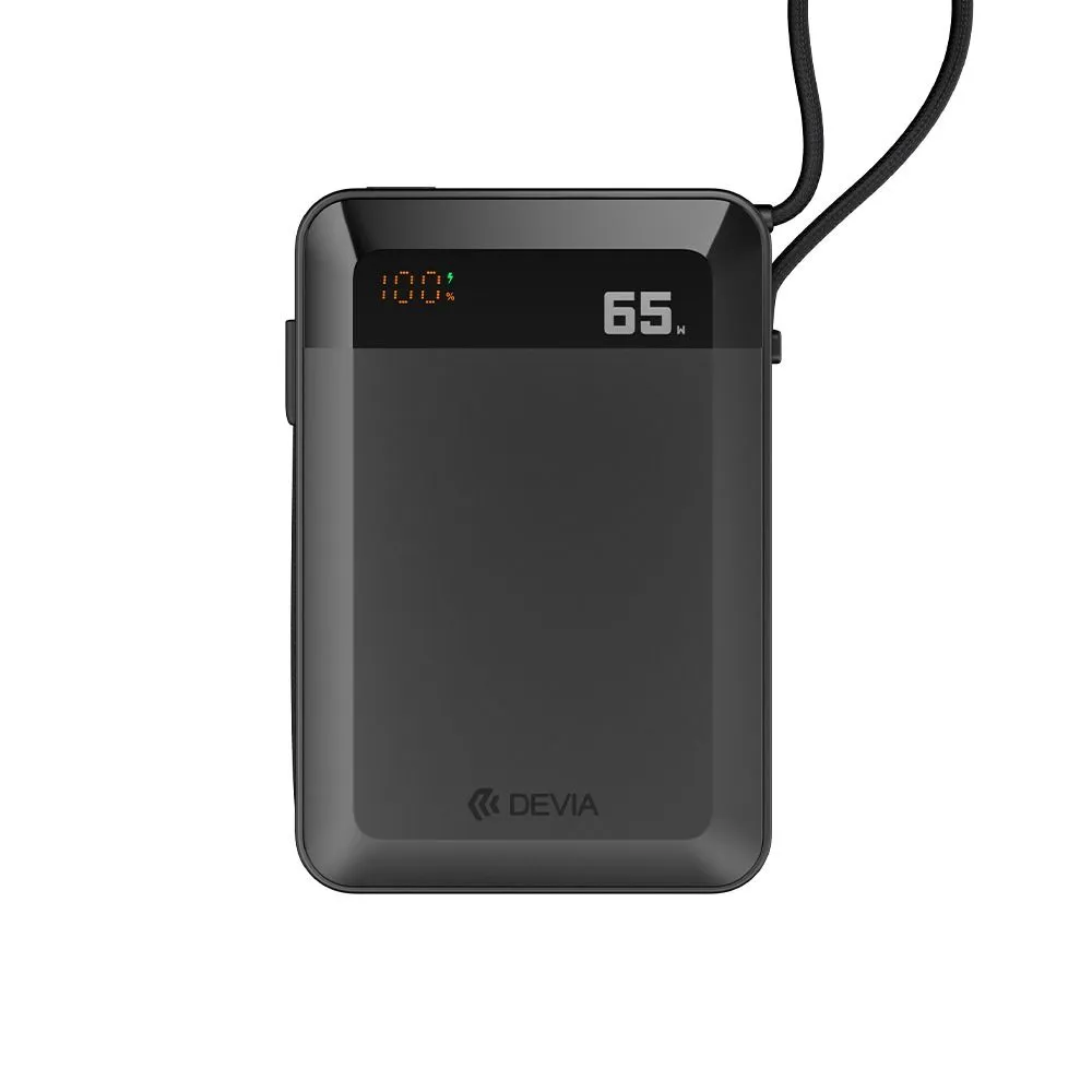 Devia - 20,000mAh 65W PD Digital Display Powerbank with Built In USB-C Cable