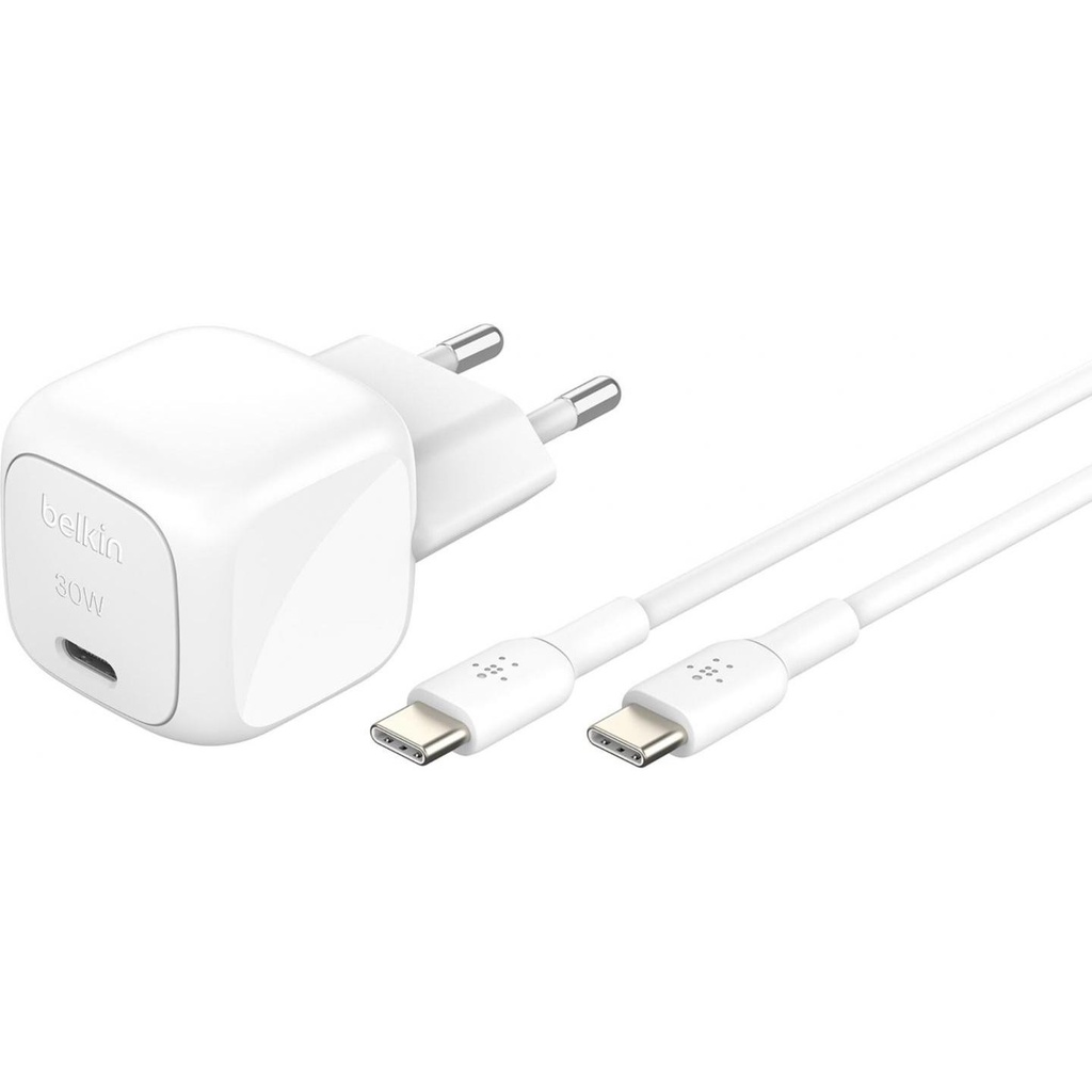 Belkin 30W USB-C Charger PD and PPS including 1m USB-C cable, white