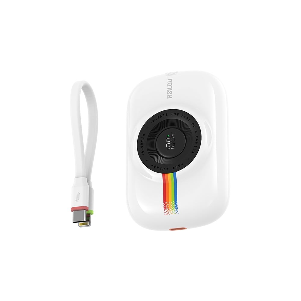 Rsilou R1016 - Mini Fast Charging Power Bank with Integrated Multi-Function Cable (10000mah)