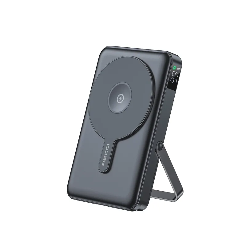 Recci RPB-W27 Galaxy Series Digital LED Indicator Wireless Charging Type-C and Lightning Cable Powerbank 20W 10.000mAh
