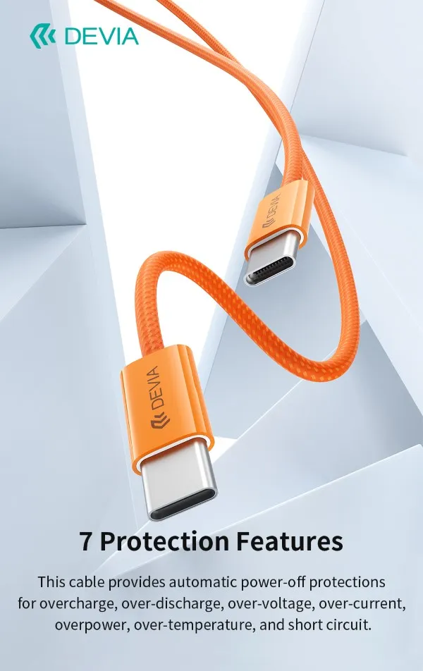 Devia Smart series C to C PD 60W fast Woven cable (1M) - Оrange MP-81-R