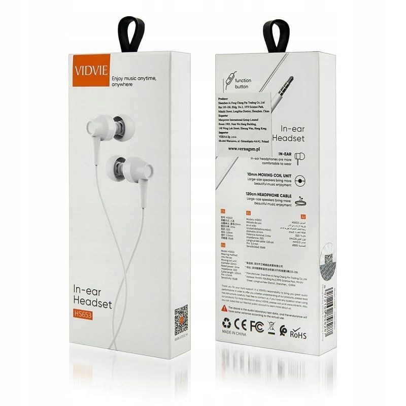 Vidvie HS653 Wired Headphones White