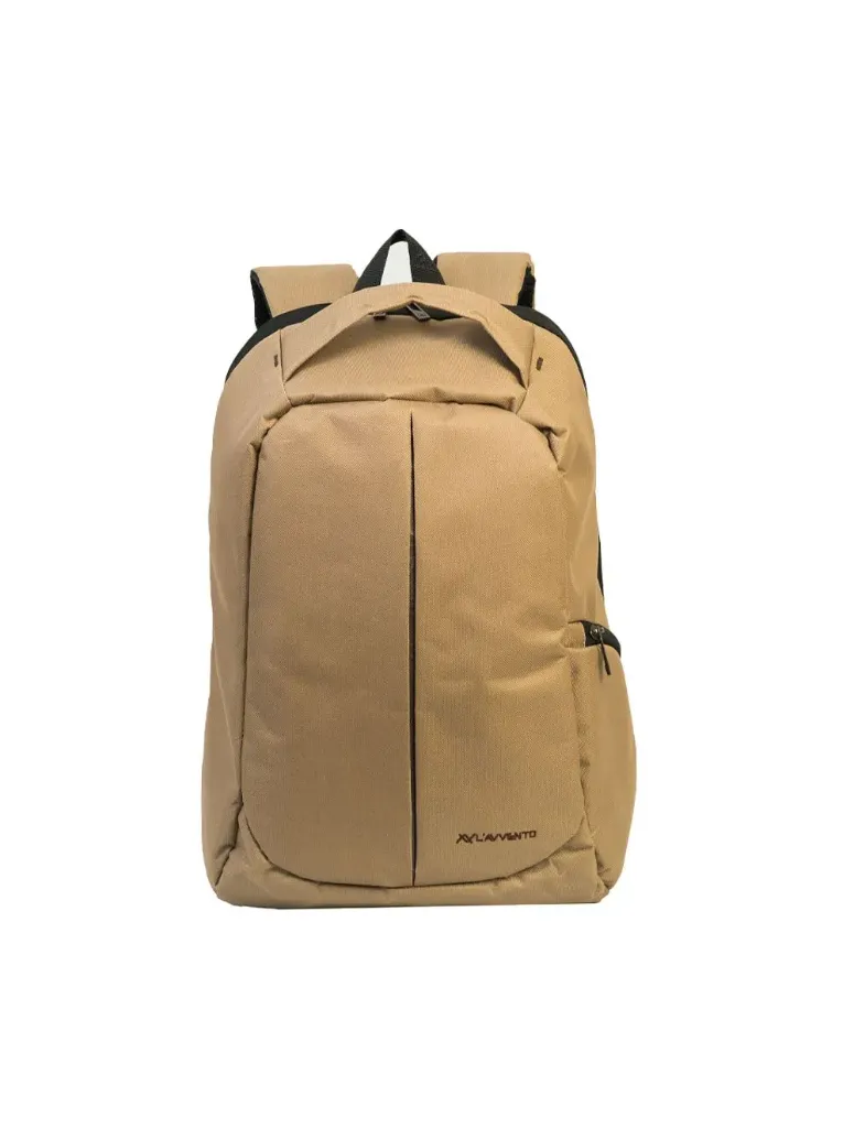 L'AVVENTO (BG04N) Anti-Theft Backpack fit up to 15.6” Laptops  Nylon Material with Padded Laptop Compartment - Café